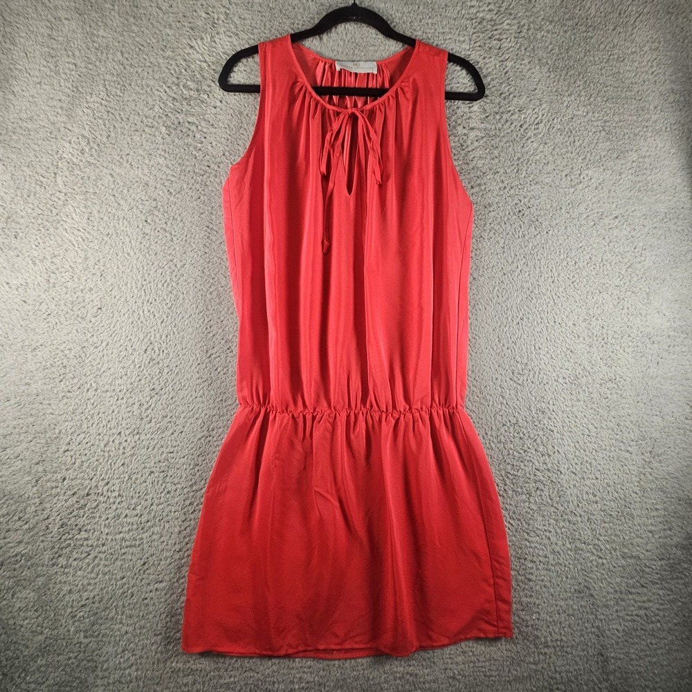 Amanda Uprichard Revolve Layla Mini Dress Sz XS Red 100% Silk Smocked Designer